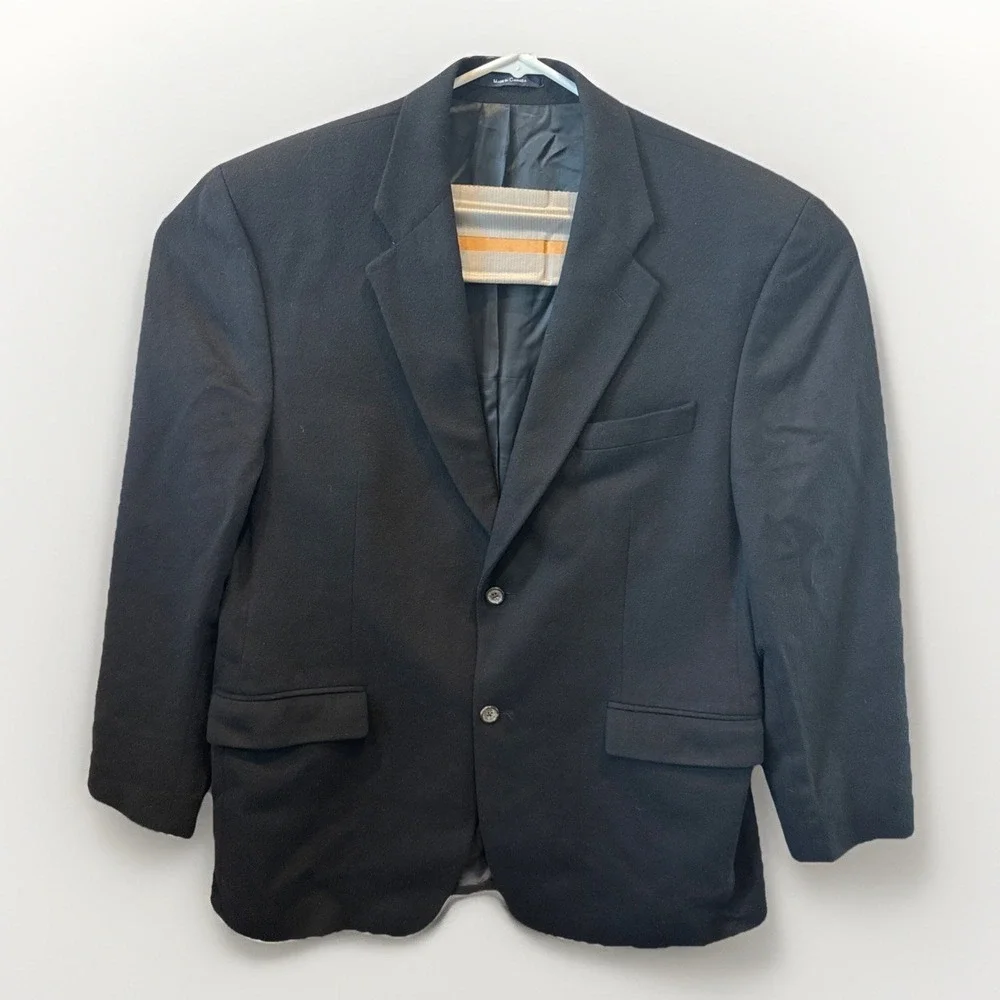 RALPH Ralph Lauren Men's 100% Cashmere‎ 2-Button Blazer Sport Coat Black 46 Long
